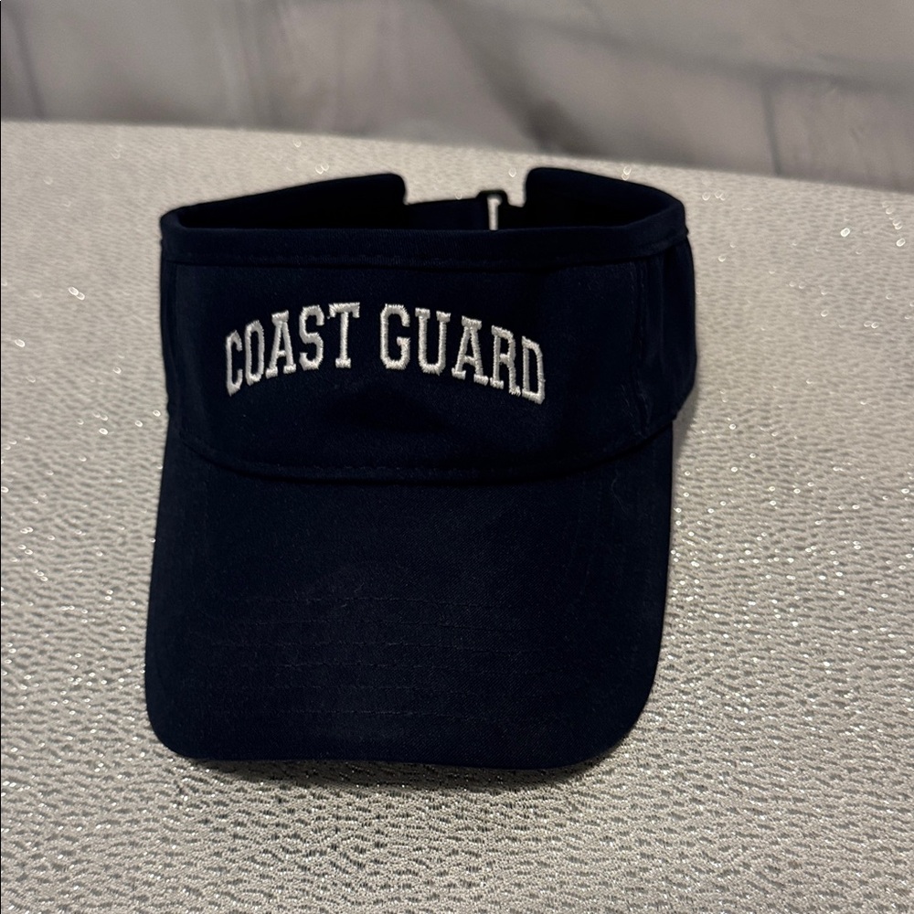 U.S COAST GUARD SUN VISOR CAP BLUE HAT WITH EMBROIDERED WHITE COAST GUARD